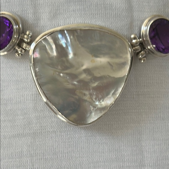 925 Silver real Gems amethyst, Garnet, Topaz, Tourmaline, seashells necklace - Picture 8 of 10